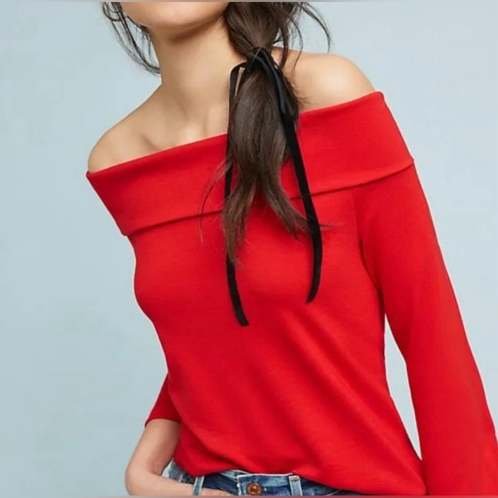 Anthropologie Rosiers off shoulder red top Small